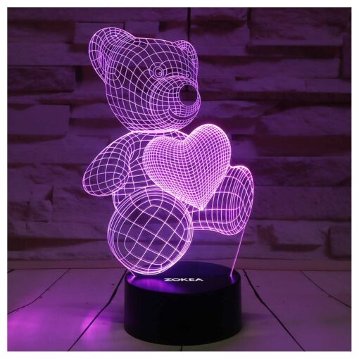 ZOKEA Night Light 3D lamp 7 Colors Changing Nightlight with Smart Touch & Remote Control 3D Night Light for Kids or as Gifts for Women Kids Girls Boys (Teddy Bear)