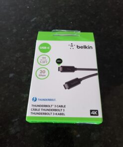 Belkin Thunderbolt 3 USB C to USB C 3.3ft/1M Long Data Transfer Power Cable with 20 Gbps Data Transfer Speed & Up To 10 Gbps for USB3.1 Devices - Supporting Thunderbolt, 4K & Ultra HD Display (Black) 3 ft/ 20 Gbps 19 71oEREHEwiL
