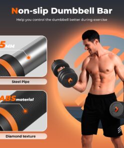 FEIERDUN Adjustable Dumbbells, 20/30/40/50/70/90lbs Free Weight Set with Connector, 4 in1 Dumbbells Set Used as Barbell, Kettlebells, Push up Stand, Fitness Exercises for Home Gym Suitable Men/Women A.20LB(10LB Pair) 14 71oFaw9vVSL