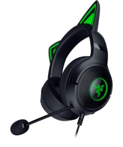 Razer Kraken Kitty V2 USB Wired RGB Headset: Chroma Kitty Ears - Stream Reactive Lighting - HyperClear Cardioid Mic - Triforce 40 mm Drivers - 7.1 Surround Sound - Classic Black 17 71oFclIiFZL
