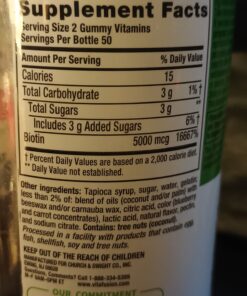 vitafusion Extra Strength Biotin Gummy Vitamins, Berry Flavored, 5,000 mcg Biotin Vitamins, America’s Number 1 Gummy Vitamin Brand, 50 Day Supply, 100 Count (Packaging may vary) 58 71oFmj5Yv6L