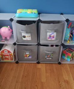 C&AHOME Cube Storage, 9-Cube Plastic Closet Cabinet Organizer, DIY Stackable Bookshelf, Modular shelving Units Ideal for Home, Office, Kids Room, 36.6"L x 12.4" W x 48.4" H Translucent White SBTM3009A Transparent White 42 71oHCiwNEdL