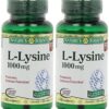 Nature's Bounty L-Lysine, 1000mg, 120 Tablets (2 x 60 Count Bottles) 60 Count (Pack of 2) 46 71oJIYzkovL