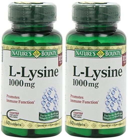 Nature's Bounty L-Lysine, 1000mg, 120 Tablets (2 x 60 Count Bottles) 60 Count (Pack of 2)