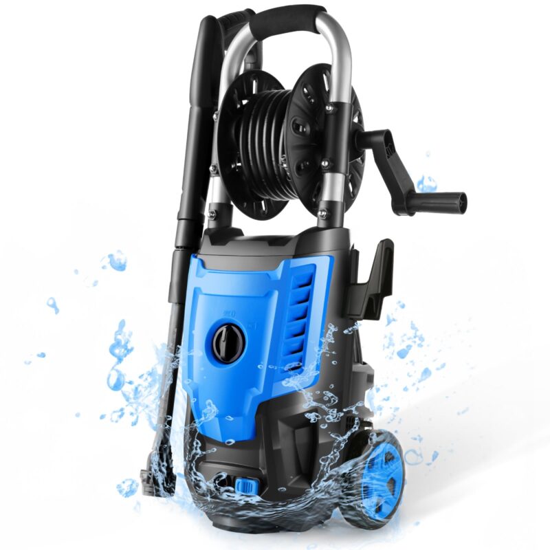 Commowner 3800 PSI Electric Pressure Washer- 4.0 GPM High Power Machine with 4-in-1 Quick Changeover Spray Tips and Soap Bottle for Car Washing, Fence Cleaning, Patio Maintenance（Upgraded） NACY BLUE