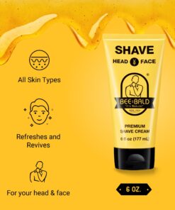 Bee Bald SHAVE - Premium Shaving Cream/Gel for Men and Women too - Ideal for Both Head and Face Care for All Skin Types, Including Sensitive Skin - 6 fl Oz 19 71oJgX24BNL