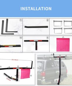 ECOTRIC Truck Bed Extender Pickup Truck Bed Hitch Mount Extension Rack SUV Lumber Ladder Canoe Boat Kayak Long Pipes w/Flag 750lbs Capacity 29 71oLPdMvP8L