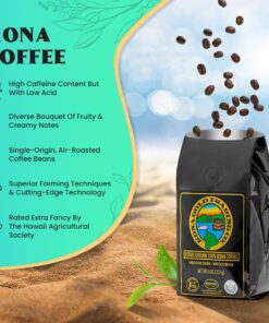 Kona Gold Coffee Whole Beans - 8 oz, by Kona Gold Rum Co. - Freshly Roasted Medium/Dark Roast Extra Fancy - 100% Kona Coffee | Peach Notes With Creamy Tones 8 Ounce (Pack of 1) Whole Bean 10 71oLWPAe3fL