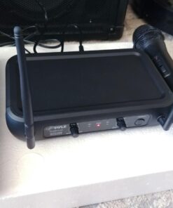 Pyle Channel Microphone System-VHF Fixed Dual Frequency Wireless Set with 2 Handheld Dynamic Transmitter Mics, Receiver Base-for PA, Karaoke, Dj Party (PDWM2135) , Black 40 71oLXpu3jzL