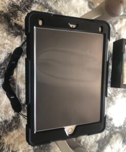 Timecity iPad 6th/5th Generation Case, iPad 9.7 inch Case 2018/2017 with Screen Protector, 360 Rotating Stand/Hand Strap, Full-Body Protective Case for iPad 6th/5th Gen/Air 2/ Pro 9.7''-Black Black+ Black 42 71oLko9S7yL