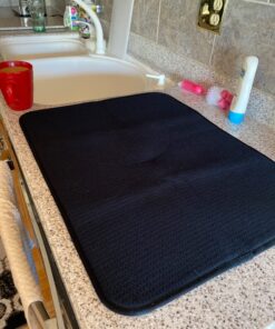 S&T INC. Dish Drying Mat for Kitchen, Absorbent, Reversible XL Microfiber Dish Mat, 18 Inch x 24 Inch, Black Galaxy Mesh Black Mesh 17 71oM8csBT2L