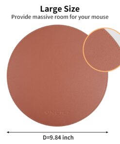 YXLILI Mouse Pad, Double-Sided Mouse Pads Small Round PU Leather Mouse Mat with Stitched Edge Waterproof Mouse Pads for Wireless Computer Mouse for Office Home Gaming Working Brown/Silver 23 71oMQzLbY4S