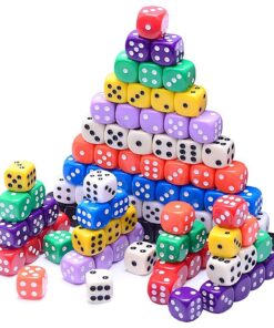 AUSTOR 100 Pieces Dice 6 Sided Game Dice Set, 10 x 10 16mm Acrylic Dice with Velvet Pouch for Tenzi, Farkle, Yahtzee, Bunco or Teaching Math 100 Pieces Round a 20 71oMebM4avL