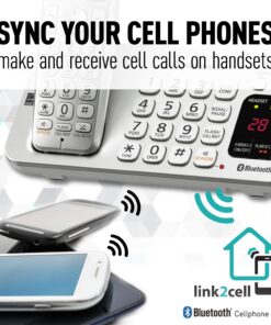 Panasonic Link2Cell Bluetooth Cordless DECT 6.0 Expandable Phone System with Answering Machine and Enhanced Noise Reduction - 5 Handsets - KX-TGE475S (Silver) Five Handsets - KX-TGE475S 24 71oNw0gYdvL
