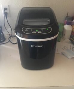 COSTWAY Countertop Ice Maker, 26LBS/24H Portable and Compact Ice Maker Machine, Ice Cubes Ready in 6 Mins, Electric High Efficiency Small Ice Maker with Ice Scoop for Home Kitchen Office, Black 19 71oOerg2 L