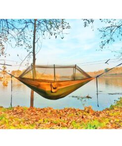 Alternative view of Sunyear Camping Hammock, Portable Double Hammock with Net, 2 Person Hammock Tent with 2 * 10ft Straps, Best for Outdoor Hiking Survival Travel A Green/Khahi 55"W*106"L
