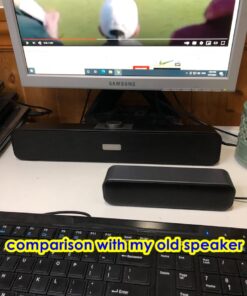 VOTNTUT Computer Speakers,Wired USB Desktop Speaker,Stereo USB Powered Mini Sound Bar Speaker for PC Tablets Desktop Laptop MP3 Mac Air/Pro((USB-C to USB Adapter Included) (Black) Black 37 71oPqAngU6L