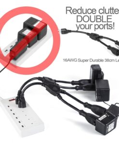 2 Way Splitter Extension Cord, 3 Prong Double Outlet Power Cord, 16 AWG, 1 Foot Black, 3 Pack by ClearMax 22 71oQhpWISHL