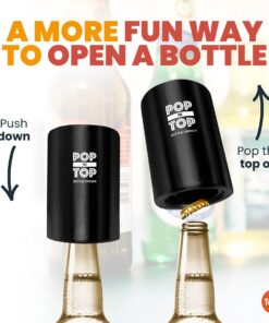 Pop-the-Top Beer Bottle Opener (Stainless): Automatic Bottle Cap Opener, Push Down Pop Off Bar Tool, Soda and Beer Cap Remover, Cool & Fun Gadget Stainless 17 71oSD9nW6KL