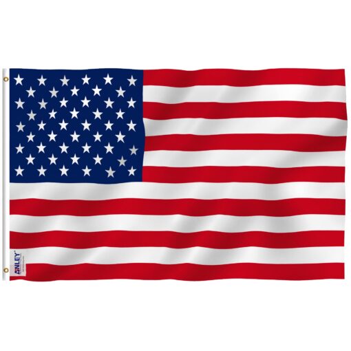 Anley Fly Breeze 3x5 Foot American US Flag - Vivid Color and UV Fade Resistant - Canvas Header and Double Stitched - USA Flags Polyester with Brass Grommets 3 X 5 Ft 3x5 Ft