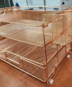 gianotter Paper Letter Tray Organizer with File Holder, 4-Tier Desk Accessories & Workspace Desk Organizers with Drawer and 2 Pen Holder for Office Supplies (Rose Gold) Rose Gold 43 71oTJiyNH L 2