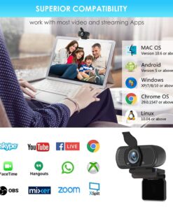 XPCAM Full HD 1080P Webcam with Privacy Shutter and Tripod, Pro Streaming Web Camera with Microphone, Widescreen USB Computer Camera for PC Mac Laptop Desktop 25 71oTNtrLwfL