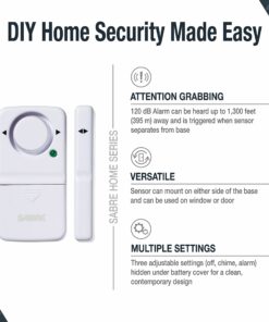Alternative view of SABRE Door and Window Alarm Kit, 120 dB Alarm, Audible Up To 1,580-Feet (480-Meters), Chime, Away, Home And Panic Modes, Sensors Work On Left And Right Hinged Doors, Low Battery Indicator