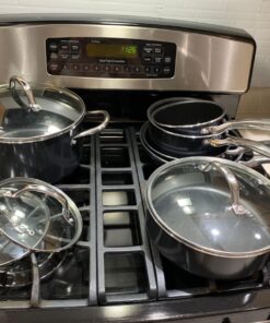 Induction Cookware 10 Piece, Fadware Pots and Pans Set Nonstick, Oven & Dishwasher Safe Cookware, Kitchen Cooking Pan Set with Glass Lids, Includes Frying Pans, Saute Pan, Saucepans & Stockpot, Black 19 71oUfHlU6 L