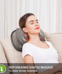 Snailax Shiatsu Massage Pillow with Heat -Deep Kneading Neck Shoulder Lumbar Calf Leg Foot Back Massager, Plush Cozy Design, Gifts for Men Woman 15.7" x 9.6" x 3.9" 28 71oUvLREYpL