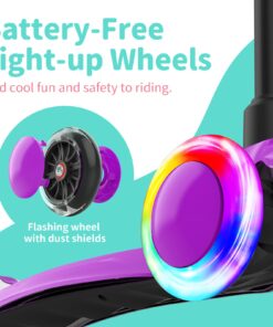 BELEEV A2 Scooters for Kids 3 Wheel Kick Scooter for Toddlers Girls Boys, 4 Adjustable Height, Lean to Steer, Light up Wheels, Extra-Wide Board, Easy to Assemble for Children Gift Sport Toys Ages 3-12 Purple 18 71oWMw8r5tL
