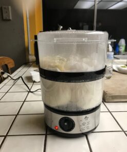 OVENTE 2 Tier Electric Food Steamer for Cooking Vegetables, Stainless Steel Base, Stackable and Dishwasher Safe Baskets, 400W with Auto Shutoff and 60-Minute Timer, 5 Quart Capacity, Silver FS62S 2-Tier 25 71oWjqR9sML