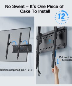 PERLESMITH Tilting TV Wall Mount Bracket Low Profile for Most 23-60 inch LED LCD OLED, Plasma Flat Screen TVs with VESA 400x400mm Weight up to 115lbs, Fits 16" Wood Stud Black 19 71oXisQsVML