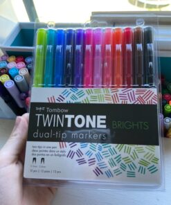 Tombow 61500 Twintone Marker Set, Bright, 12-Pack. Double-Sided Markers for Bold and Precise Writing 54 71oXueb0dhL