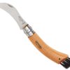 Opinel No. 08 Mushroom Knife – Pick + Clean Mushrooms, Beechwood Handle, Integrated Brush, Curved Sandvik Steel Blade, Made in France