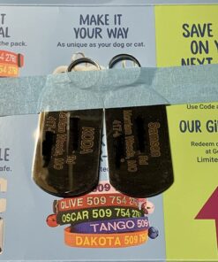 GoTags Stainless Steel Pet ID Tags, Personalized Dog Tags and Cat Tags, up to 8 Lines of Custom Text, Engraved on Both Sides, in Bone, Round, Heart, Bow Tie and More Rectangle Regular (Pack of 1) 36 71oZ0ICRpyL