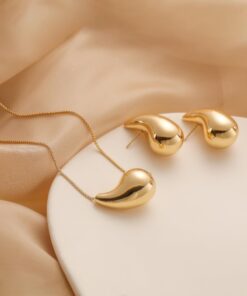 VULETO Drop Necklace Dupes Teardrop Dainty 14k Gold Plated Water Drop Hypoallergenic Pendant Necklace for Women Girls gold-gold 13 71oZ5Yb QWL