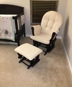 Windsor Glider and ottoman-espresso w/ beige cushion Espresso With Beige 11 71oZSzOlt4L