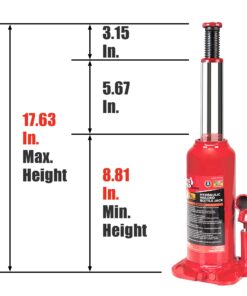 BIG RED T90803B Torin Hydraulic Welded Bottle Jack, 8 Ton (16,000 lb) Capacity, Red Standard 8 Ton (16,000 LBs) 12 71oZhA4ML