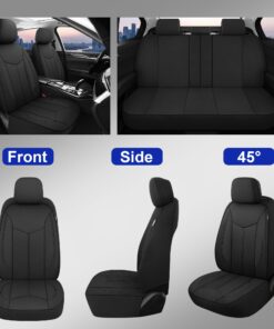 CAROMOP Waterproof Car Seat Cover Full Seats, Neoprene Seat Covers for Cars,Split Bench Compatible Car Interior Covers, Universal Fit Most Car Sedan Truck SUV(Black) Black Full Set 17 71oaNG1n5L