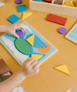 Melissa & Doug Beginner Wooden Pattern Blocks Educational Toy With 5 Double-Sided Scenes and 30 Shapes 24 71obC8lYMIL 1