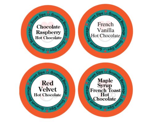 Smart Sips, Hot Chocolate Lovers Variety Pack - Chocolate Raspberry, Red Velvet, French Vanilla, Maple Syrup French Toast Hot Cocoa 24 Count for Keurig Kcup Brewers Hot Chocolate Variety Pack