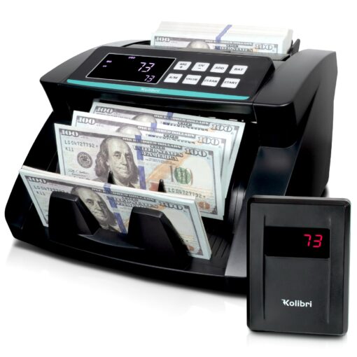 KOLIBRI Money Counter Machine with Advanced Counterfeit Detection & LCD Display | 1,500 Bills per Minute Cash Counter | Add and Batch Modes | 3-year Warranty, 24/7 US Customer Support (2024 Model)