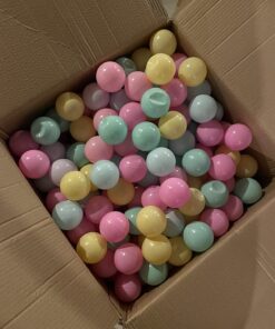 Amazon Basics BPA Free Crush-Proof Plastic Pit Ball with Storage Bag, Toddlers Kids 12+ Months, Pack of 400 Balls, 6 Pastel Colors 34 71oc3LRB00L