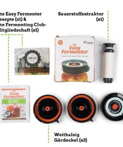 Nourished Essentials Fermentation Kit - 3 Pack Airlock Fermentation Lids for Wide Mouth Mason Jars with Vacuum Sealer - Air Lock for Fermenting Kimchi, Sauerkraut, Pickle and Kombucha 32 71odbPlpFOL