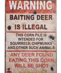 ERLOOD Warning Baiting Deer is Illegal Metal Tin Sign, Tin Signs Vintage Coffee Wall Coffee & Bar Decor,Size 12 X 8