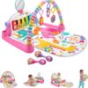 Fisher-Price Baby Gift Set Deluxe Kick & Play Piano Gym & Maracas,Playmat & Musical Toy with Smart Stages Learning Content plus 2 Rattles (Amazon Exclusive) Kick N Play Pink + Maracas 32 71oeyvsVLWL