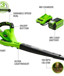 Alternative view of Greenworks 40V (150 MPH / 130 CFM) Cordless Leaf Blower, 2.0Ah Battery and Charger Included Sweeper (2.0Ah)