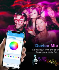 TJOY 50ft Bluetooth LED Strip Lights, Music Sync 5050 LED Light Strip RGB Color Changing LED Lights Strip with Phone Remote, LED Lights for Bedroom Kitchen TV Party TIKTOK DIY (APP+Remote +Mic) 20 71ofzBCAxYL