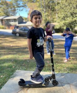Jetson Scooters - Jupiter Kick Scooter - Collapsible Portable Kids Push Scooter - Lightweight Folding Design with High Visibility RGB Light Up LEDs on Stem, Wheels, and Deck Mars Black 21 71og3MOLh9L