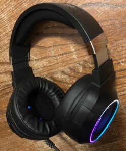 CHAFON E300 Gaming Headset with Noise Cancelling Microphone, Surround Sound Headphones for PS4 PC Xbox One PS5 Controller, Dynamic RGB Wired Headsets for Computer Laptop Mac Nintendo NES Games 49 71ogQWcDeYL